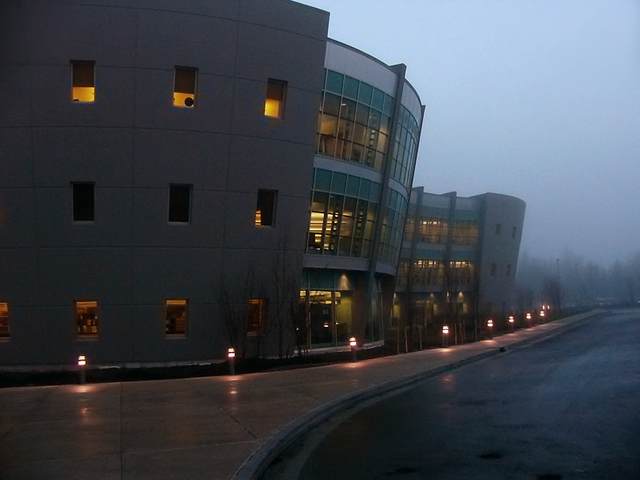 UAA/UPS library on a foggy morning