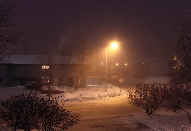 A cold and foggy night in my neighborhood.