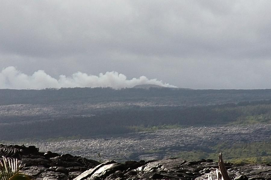 Steam and smoke rise from the erupting Kilauea volcano