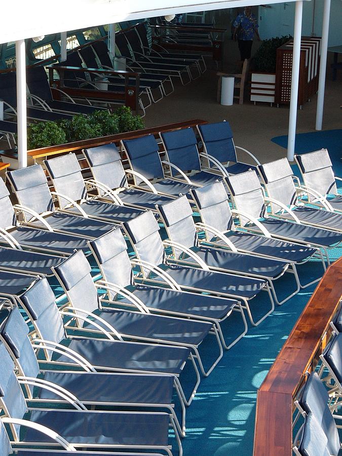 Deck chairs in the pool area