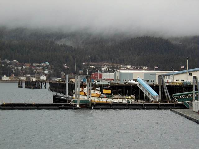 Juneau Harbor, with Douglas across the Channel. I think this is the Coast Guard dock area.