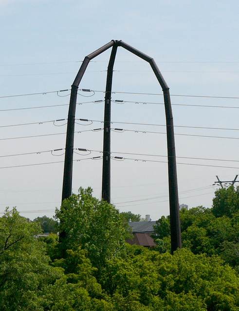 One of several interesting looking power line towers