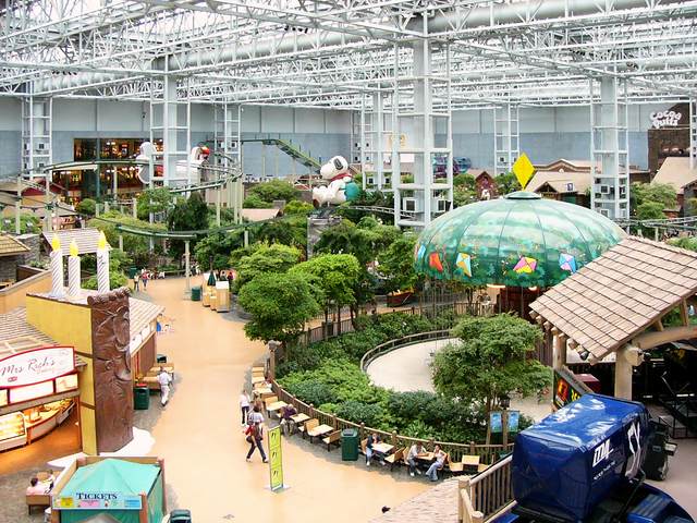 The central part of the Mall is an amusement park, complete with a roller coaster