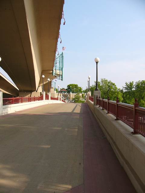 Looking from Raspberry Island to the other end of the Wabasha Bridge