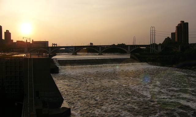 The upper dam at sunset