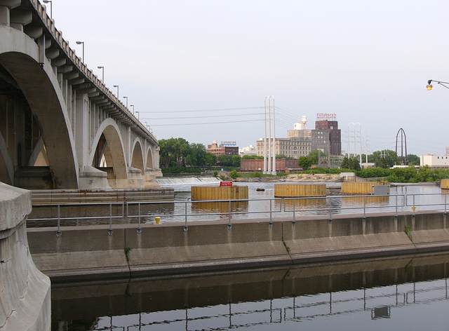 The 3rd Ave Bridge, St Anthony Falls, and the Pillsbury's mill