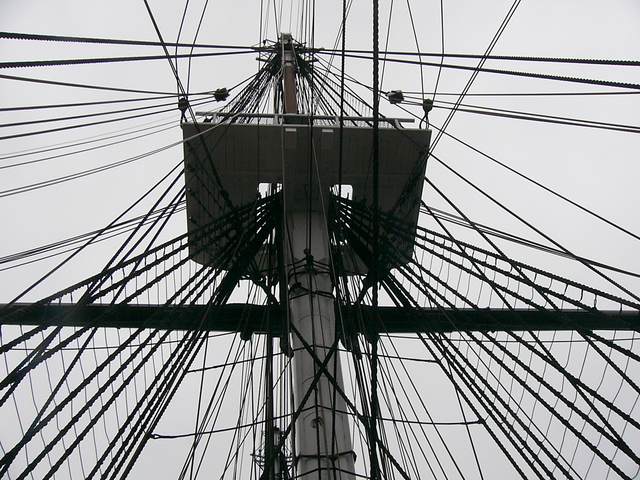 On board the Constitution, looking up the mast.