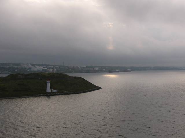 Lone ray of sunshine and George's Island Lighthouse
