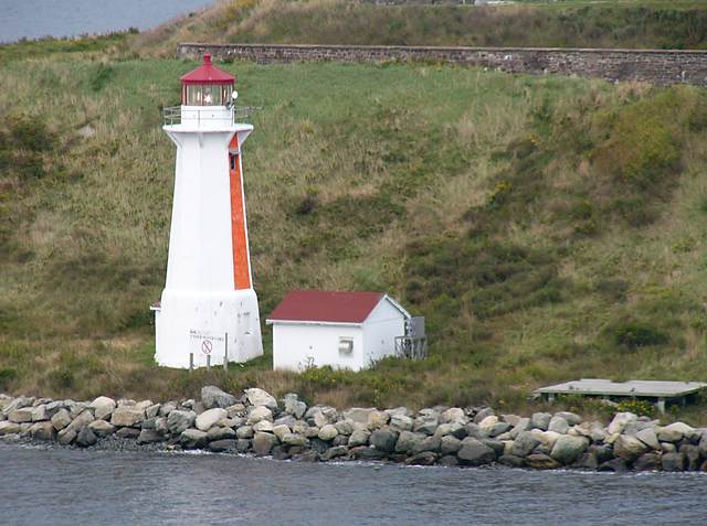 A closeup of George's Island lighthouse.