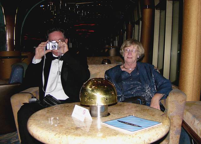 Scott and Mom in the Street... er Skywalker's Nightclub on board the Golden Princess. Second formal night.