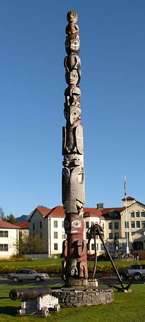 Another view of the Tlingit totem in Totem Square