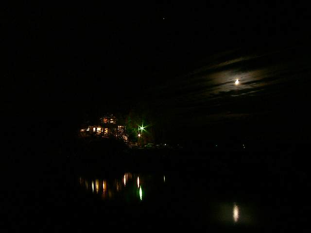 Moon and home on the Sound.