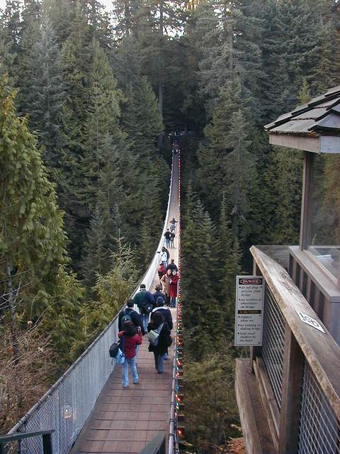 The Capilano Suspension Bridge - 230 feet above the canyon floor
