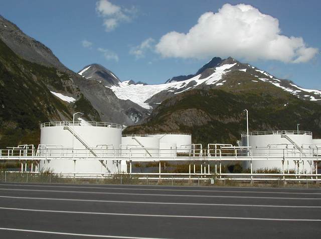 Storage tanks near entrance on the Whittier side of the tunnel