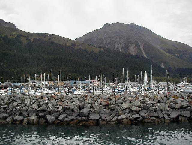 Another view of the Seward boat harbor and Mt Marathon