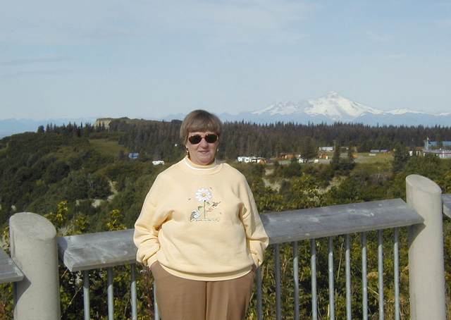 Mom outside Homer (probably the best picture of Mom I've ever gotten)