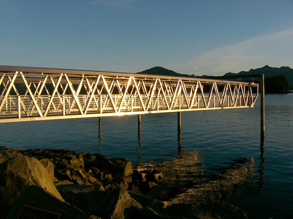 Ship ramps in the light of the setting sun