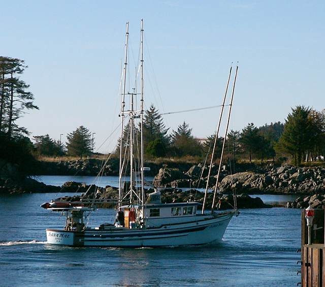 Sitka, Alaska - A fishing vessel returns to port